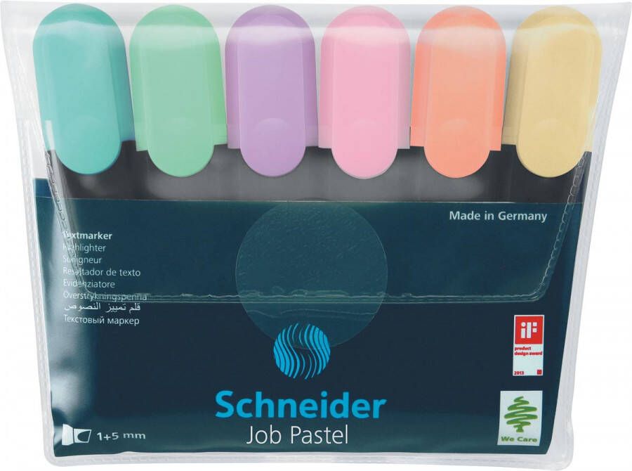 Schneider markeerstift Job 150 etui van 4 stuks in geassorteerde pastelkleuren