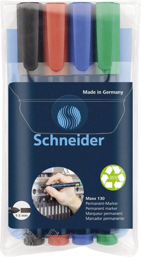 Schneider permanent marker Maxx 130 assorti 4 stuks