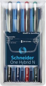 Schneider Roller One Hybrid N 0 3 mm lijndikte etui van 4 stuks in geassorteerde kleuren