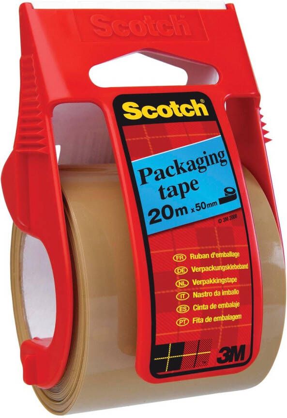 Scotch afroller met verpakkingsplakband ft 50 mm x 20 m bruin