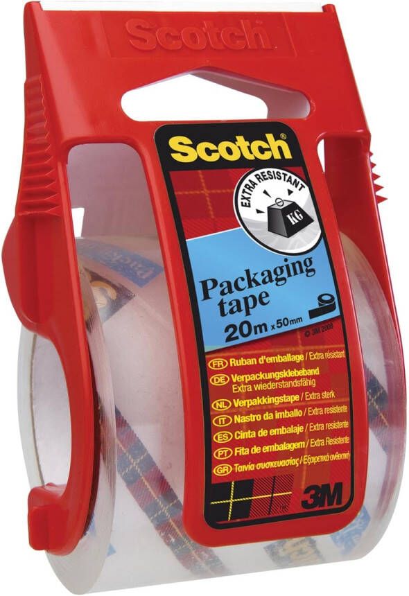 Scotch afroller met verpakkingsplakband ft 50 mm x 20 m transparant