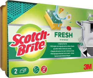 Scotch Brite schuurspons Fresh met nagelbescherming pak van 2 stuks