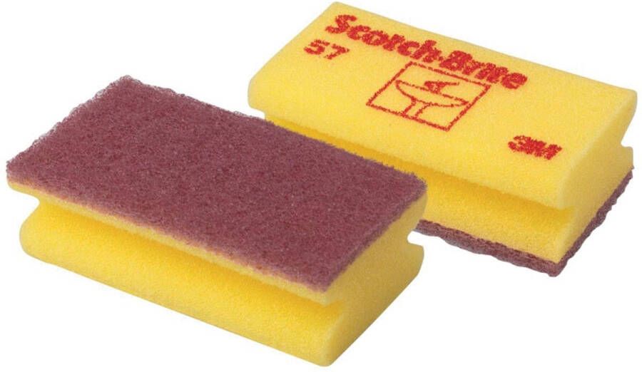 Scotch Brite schuurspons voor delicate oppervlakken ft 7 x 13 cm geel pak met 10 stuks