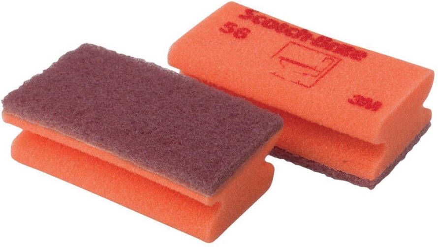 Scotch Brite schuurspons voor delicate oppervlakken ft 7 x 13 cm rood pak met 10 stuks