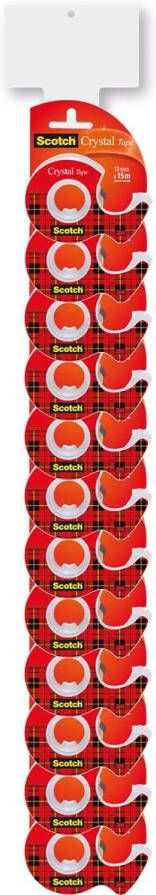 Scotch Crystal clear tape in dispenser 19 x 12m + 3 2m gratis 2 clipstrips van elk 12 blisters