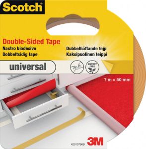 Scotch dubbelzijdige plakband voor tapijt en vinyl Universal ft 50 mm x 7 m blisterverpakking