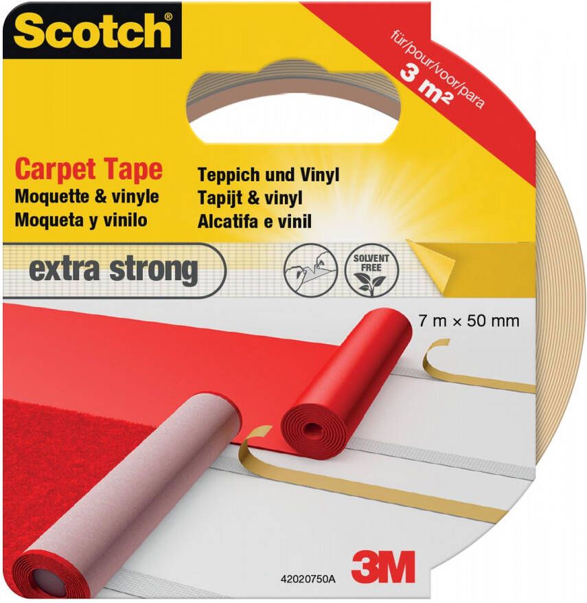 Scotch extra sterke tapijttape ft 50 mm x 7 m blisterverpakking