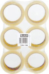 Scotch geluidsarme verpakkingstape ft 50 mm x 66 m transparant pak van 6 rollen