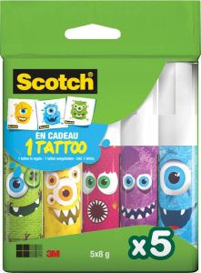 Scotch lijmstift Monster permanent doos van 5 x 8 g 2 clipstrips van 12 dozen per strip