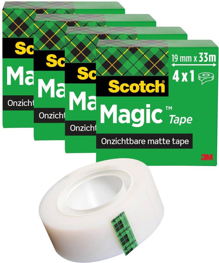 Scotch Plakband Magic 810 4 rollen 19 mm x 33 m onzichtbaar mat transparant