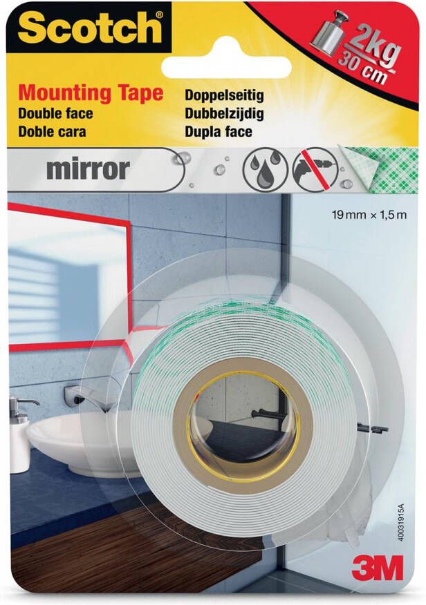 Scotch montagetape Mirror ft 19 mm x 1 5 m blisterverpakking
