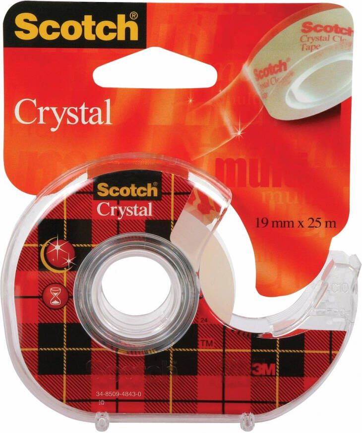Scotch Plakband Crystal ft 19 mm x 25 m blister met 1 afroller met 1 rolletje