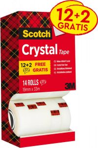 Scotch Plakband Crystal ft 19 mm x 33 m doos met 14 rolletjes (12 + 2 gratis)