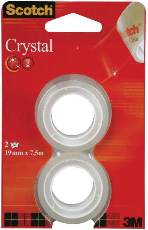 Scotch Plakband Crystal ft 19 mm x 7 5 m blister met 2 rolletjes