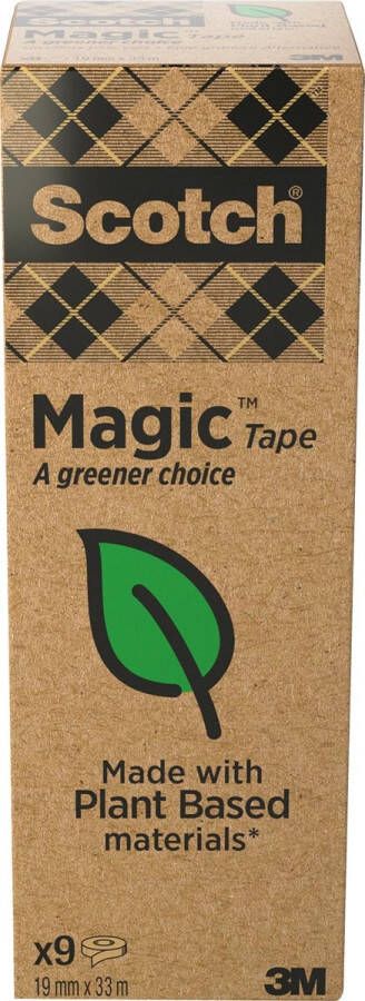 Scotch Plakband Magic Tape: A greener choice ft 19 mm x 33 m toren met 9 rollen