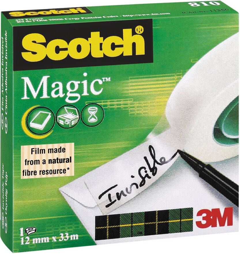 Scotch Plakband Magic 810 12mmx33m onzichtbaar mat