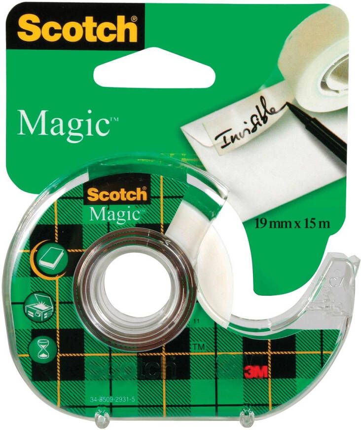 Scotch Magic tape in dispenser 19 x 12m + 3 2m gratis 2 clipstrips van elk 12 blisters