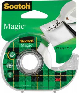 Scotch plakband Magic Tape ft 19 mm x 25 m blister met dispenser en 1 rolletje