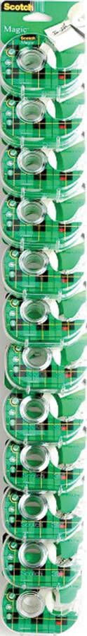 Scotch plakband Magic Tape ft 19 mm x 25 m inclusief dispenser clipstrip met 24 stuks