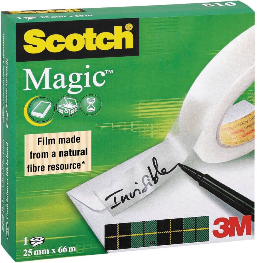 Scotch Plakband Magic 810 25mmx66m onzichtbaar mat