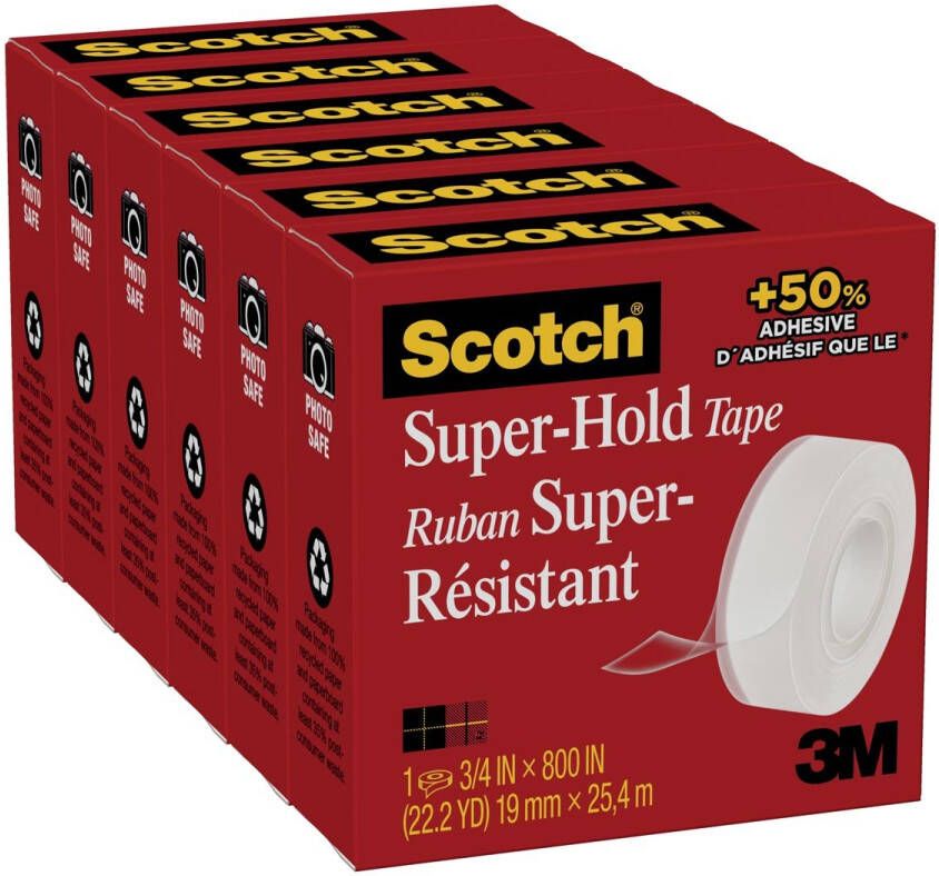 Scotch plakband Super Hold ft 19 mm x 25 4 m pak van 6 rollen