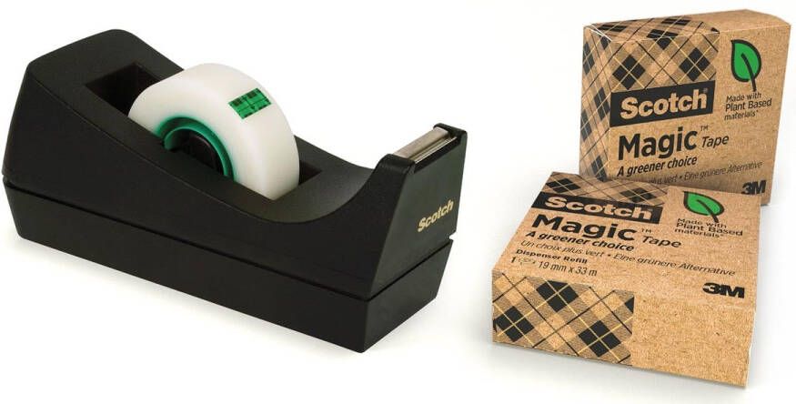 Scotch plakbandafroller C38 met 3 rolletjes ft 19 mm x 33 m