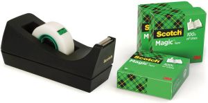 Scotch plakbandafroller zwart + 4 rollen