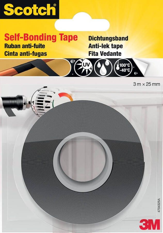 Scotch reparatieplakband anti-lek ft 25 mm x 3 m zwart blisterverpakking