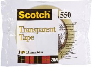 Scotch Plakband tape 550 transparant 15mm x 66m