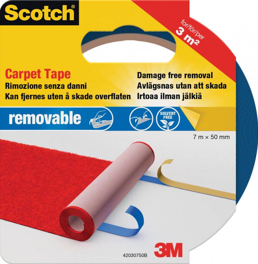 Scotch verwijderbare tapijttape ft 50 mm x 7 m op blister