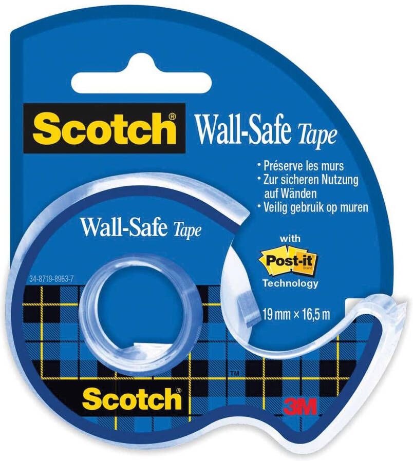 Scotch Plakband 19mmx16.5m Wall Safe + handdispenser