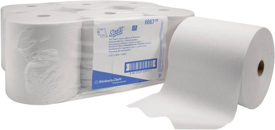 Scott papieren handdoekrol 1-laags 304 meter pak van 6 stuks