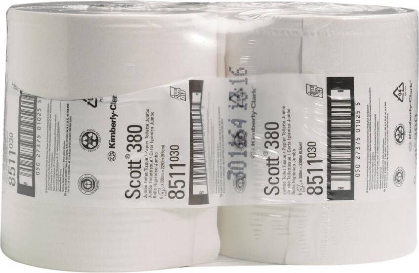 Scott toiletpapier Performance Maxi Jumbo 2-laags 380 meter pak van 6 rollen