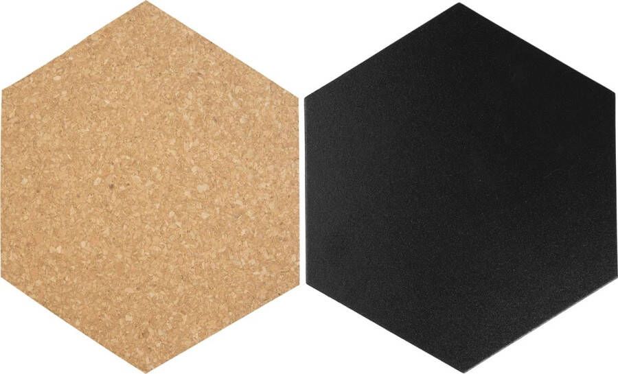 Securit Hexagon set van drie kurkborden vier krijtborden en accessoires