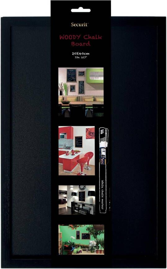 Securit krijtbord Woody ft 60 x 40 cm zwart
