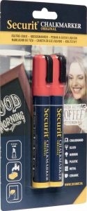 Securit krijtmarker medium blister met 2 stuks rood
