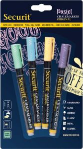 Securit krijtmarker small blister met 4 stuks in geassorteerde pastelkleuren