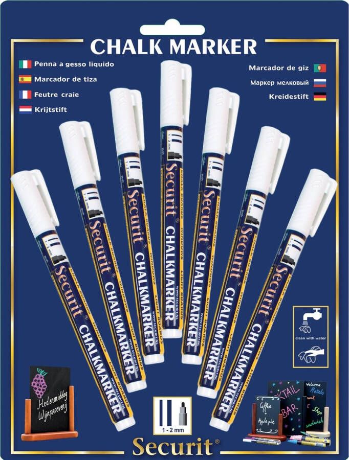 Securit Krijtstift SMA-100 rond wit 1-2mm blister Ã  7 stuks