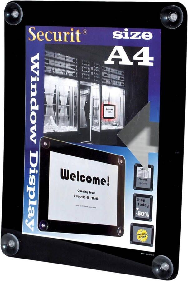 Securit vitrine posterframe A4 zwart
