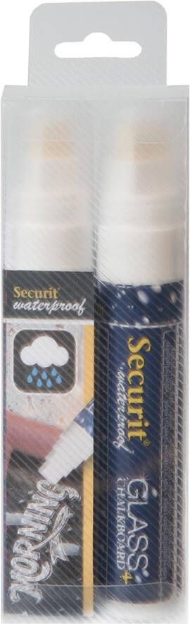 Securit Waterproof krijtmarker large wit blister met 2 stuks