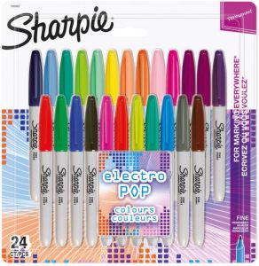 Sharpie permanente marker Electro Pop fijn blister van 24 stuks in geassorteerde kleuren