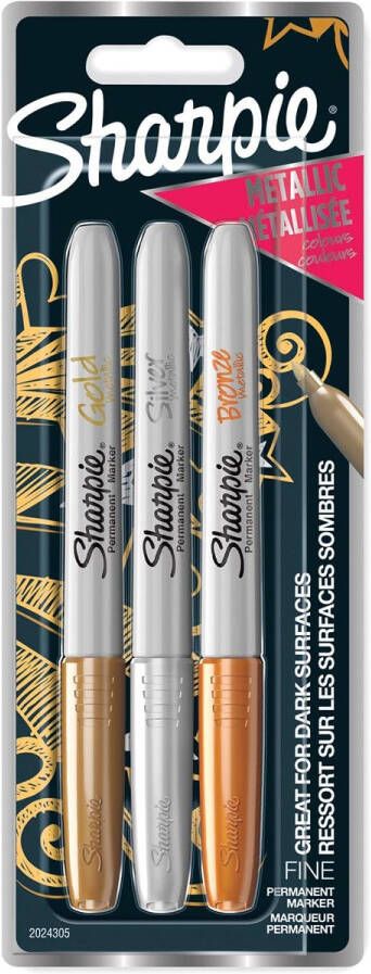 Sharpie Viltstift rond 0.9mm metallic assorti blister Ã  3 stuks