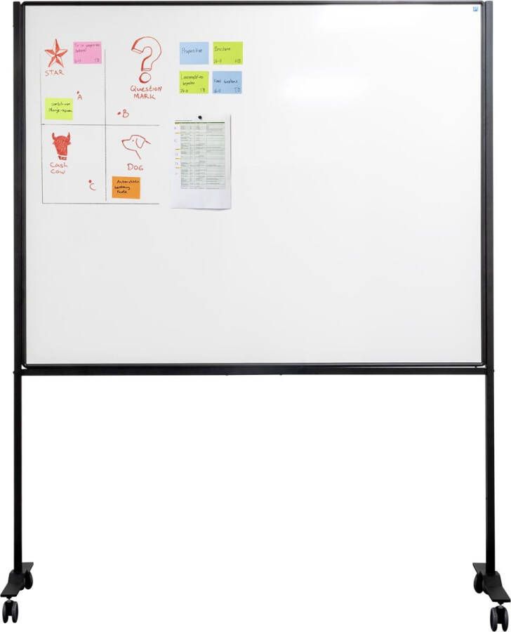 Smit Visual whiteboard emaille magnetisch verrijdbaar 120 x 150 cm