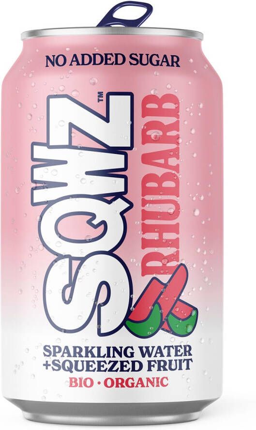 SQWZ frisdrank Rhubarb BIO blikje van 33 cl pak van 12 stuks