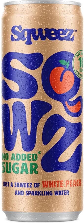 SQWZ frisdrank White Peach BIO blikje van 25 cl pak van 12 stuks