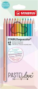 Stabilo aquacolor kleurpotlood pastel etui van 12 stuks assorti