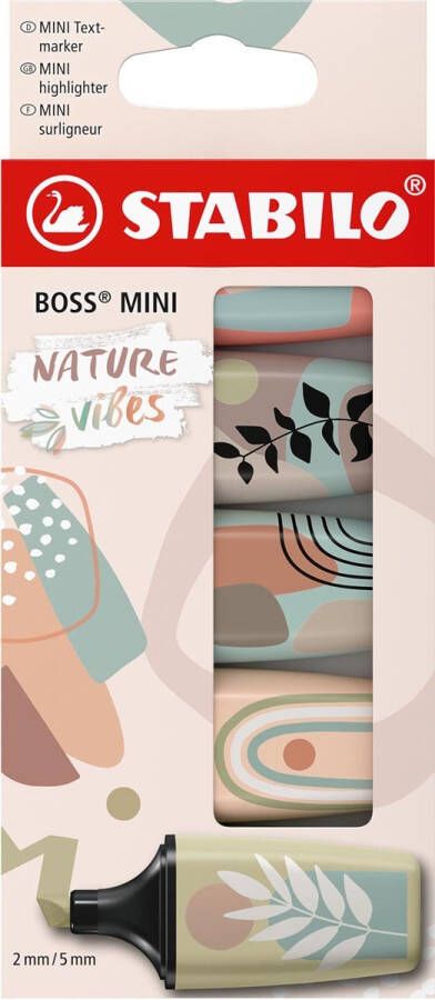 Stabilo BOSS MINI naturevibes markeerstift geassorteerde kleuren blister van 5 stuks