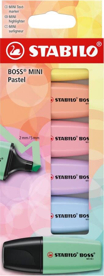 Stabilo BOSS MINI pastel markeerstift geassorteerde kleuren blister van 6 stuks