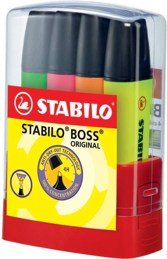 Stabilo BOSS ORIGINAL markeerstift Desk set Parade van 4 stuks in geassorteerde kleuren