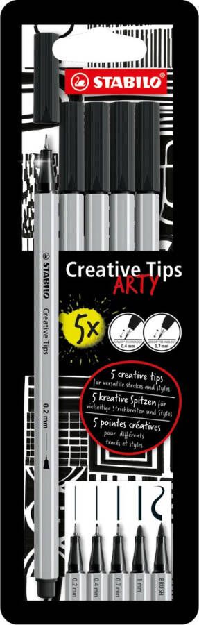 Stabilo Creative Tips ARTY geassorteerde punten pak van 5 stuks zwart
